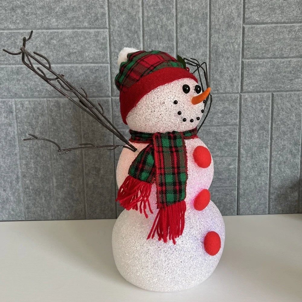 Vintage Melted Popcorn Snowman Color Changing Large 15